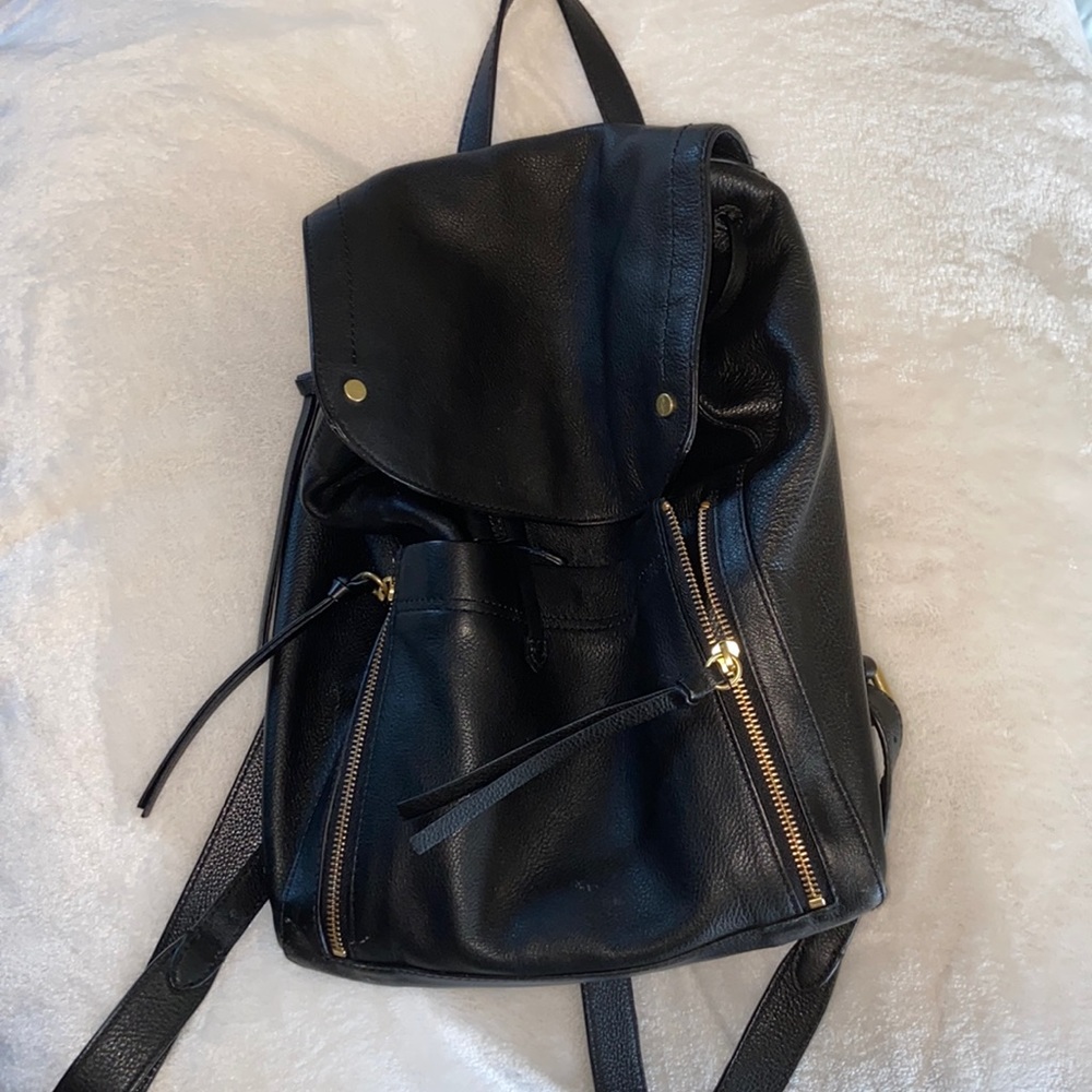 Cole Haan black leather backpack